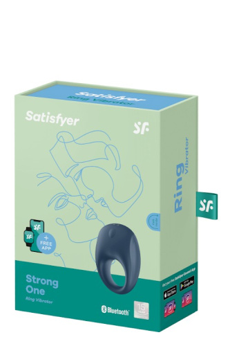 Satisfyer Strong One - ерекційне смарт-кільце з вібрацією, 7.4х2.5 см (синій)