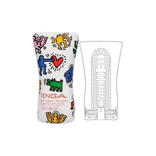 Tenga Keith Haring Soft Case Cup (м'яка подушечка), 15х6.5 см (білий) - купити в Україні | Секс шоп SEX-SHOP.ua