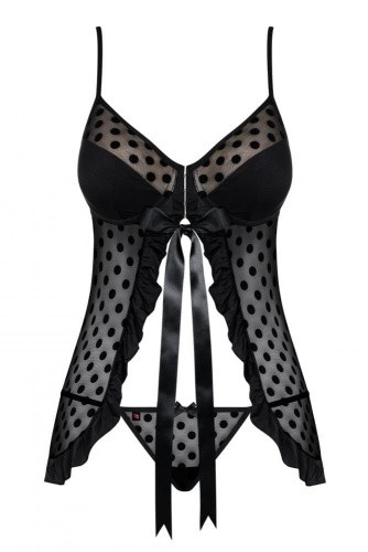 Obsessive Dotina babydoll - сексуальный бэби долл, S/M (чёрный)
