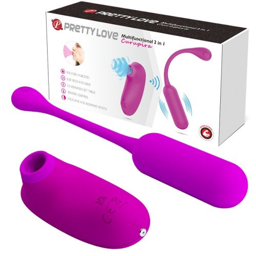 Pretty Love - Curupira Multifunctional Sucker Purple - Вакуумный стимулятор + виброяйцо (фиолетовый)