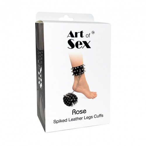 Art of Sex - Rose - Поножи с шипами из натуральной кожи - sex-shop.ua