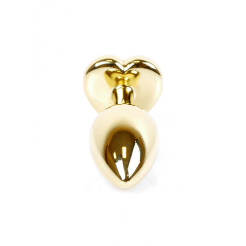Boss Jewellery Gold Heart Plug Black - Анальная пробка с кристаллом, 7х2,7 см (черный)