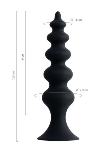 Toyfa Popo Pleasure Anal Plug - анальная пробка ёлочка, 11.5х2.9 см (черный)