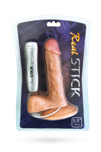 Toyfa Realstick Nude реалистичный вибратор с выносным пультом на проводе, 14х3.5 см