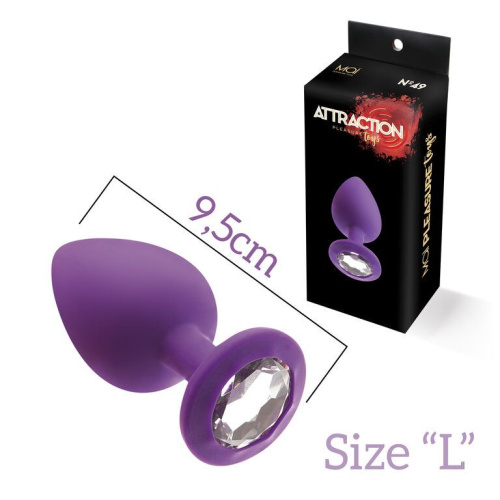MAI Attraction Toys №49 анальна пробка із кристалом, 9,5х4 см (фіолетовий)
