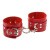 sLash Leather Rastraints Hand Cuffs - кожаные БДСМ наручники с двумя рядами заклёпок, 25 см (красный) - sex-shop.ua