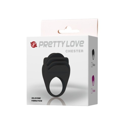 Pretty Love Chester Vibrating Cock Ring Black - эрекционное кольцо с вибрацией, 5х3.3см (черный)