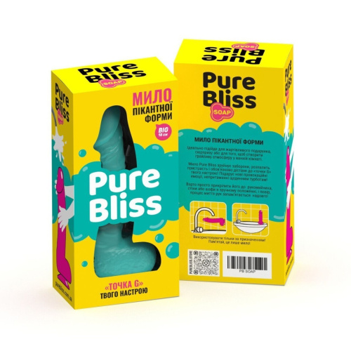 Pure Bliss Big - Крафтове мило-член з присоскою, 18х4.2 см (бірюзовий)