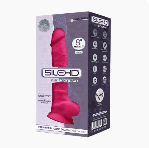 SilexD Vetus Vibro Model 1 size 8 in - Фалоімітатор з вібрацією двошаровий, 21.5х4.2 см., (рожевий)