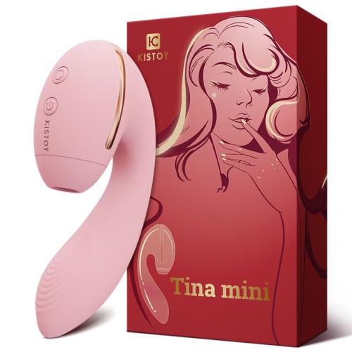 Kistoy Tina Mini - Вакуумный вагинально-клиторальный вибратор, 11х3.2 см (розовый) - sex-shop.ua
