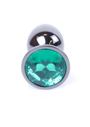 Boss Jewellery Dark Silver PLUG Green - Анальная пробка с кристаллом, 7х2.7 см (зелёный) - sex-shop.ua