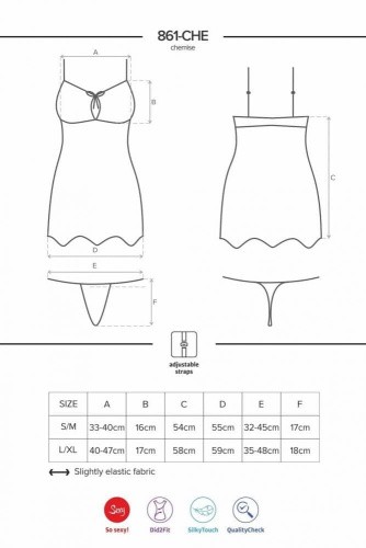 Комплект Obsessive 861-CHE-5 chemise (S/M)