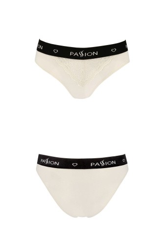 Passion PS001 Panties - Трусики с широкой резинкой и кружевом (бежевые, размер S)