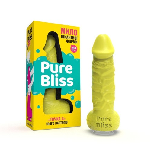 Pure Bliss Big - Крафтове мило-член з присоскою, 18х4.2 см (жовтий)