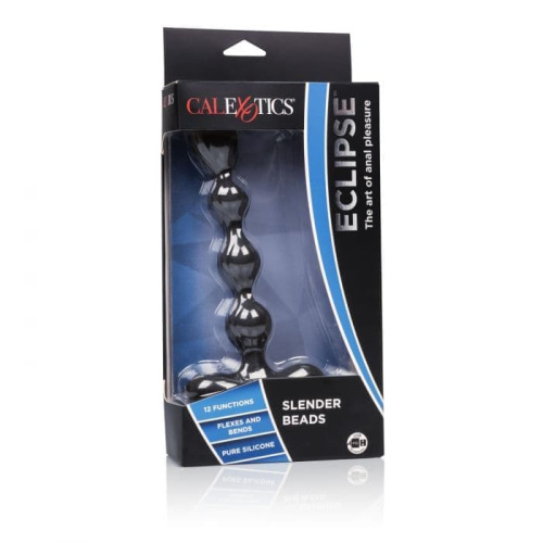 CalExotics Eclipse Slender Beads - анальний ланцюжок з вібрацією, 16х2.3 см (чорний)