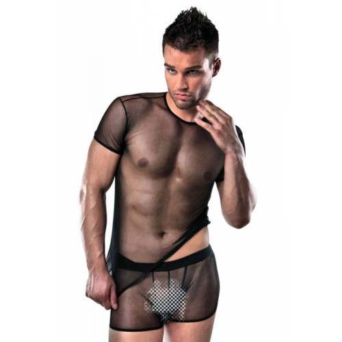 Passion 017 Set - Комплект чоловічої білизни: прозора футболка та боксери, L/XL (чорний) - купити в Україні | Секс шоп SEX-SHOP.ua