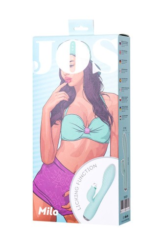 Toyfa Jos Milo - Вибратор с клиторальным стимулятором и язычком, 20х2.1-3.7 см