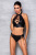 Passion Nancy Bikini - Комплект з еко-шкіри: бра та трусики з імітацією шнурівки, S/M (чорний)