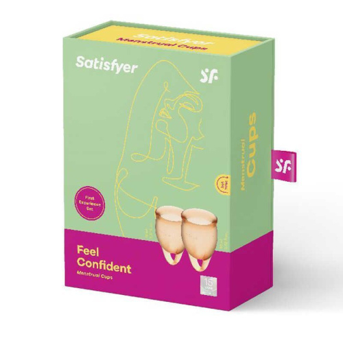 Satisfyer Feel Confident - набор менструальных чаш, 15 мл и 20 мл (оранжевый) - sex-shop.ua