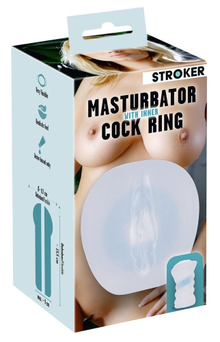Masturbator with inner cock ring - Мастурбатор-вагина (прозрачный) - sex-shop.ua