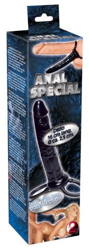 Anal Special Black - Насадка для двойного проникновения, 16х2.5 см (черный) - sex-shop.ua