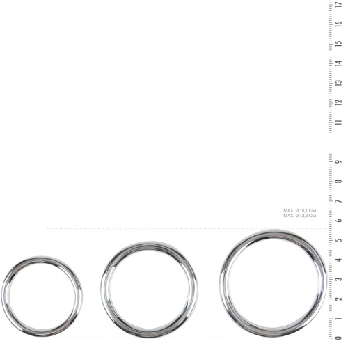 Sinner Gear Unbendable - Cock/Ball Ring & Glans Ring Set набір металевих ерекційних кілець