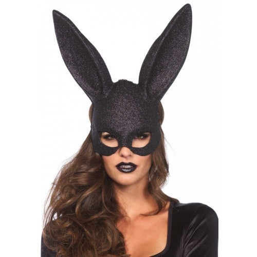 Leg Avenue - Glitter Masquerade Rabbit Mask - Блестящая маска кролика (чёрный) - sex-shop.ua