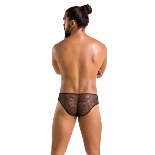 Passion - 035 SLIP RICHARD black - Сетчатые мужские трусы со шнуровкой, S/M