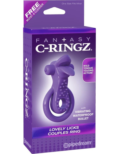 Pipedream Lovely Licks Couples Ring Purple - двойное виброкольцо, 9х2 см (фиолетовый)