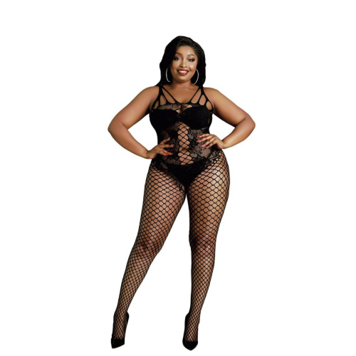 Боди Moonlight Plus Model 04 - ажурный бодистокинг, XL/XXXL (чёрный)