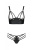 Passion Malwia Bikini - Комплект з еко-шкіри: з люверсами та ремінцями, бра та трусики, S/M (чорний)