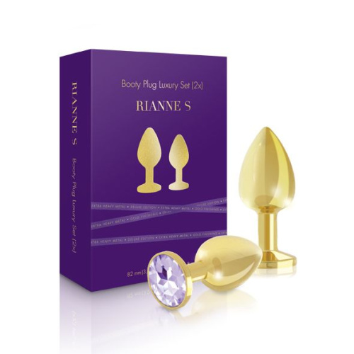 Rianne S - Booty Plug Luxury Set набор металлических анальных пробок с кристаллом, диаметр 3 и 3.5 см - sex-shop.ua