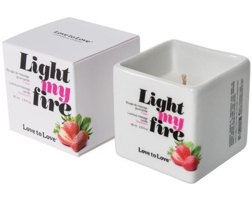 Love To Love Light My Strawberry - Массажная свеча с ароматом клубники, 80 мл