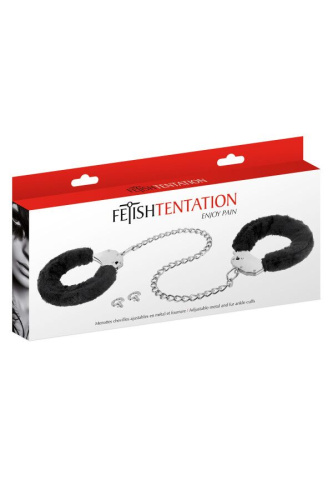 Фіксатори для ніг Fetish Tentation Enjoy Pain Adjustable Metal And Fur Ankle Cuffs - купити в Україні | Секс шоп SEX-SHOP.ua