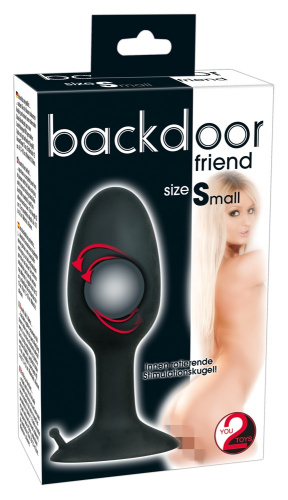 Orion Backdoor Friend Small - Анальная пробка с присоской и смещенным центром тяжести, 9х2.8 см (чёрный) - sex-shop.ua