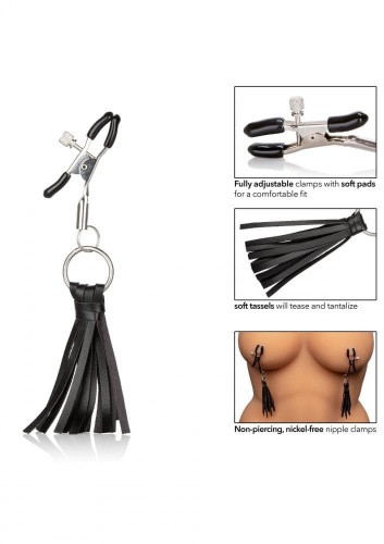 CalExotics Playful Tassels Nipple Clamps зажимы для сосков с кисточками (черный) - sex-shop.ua