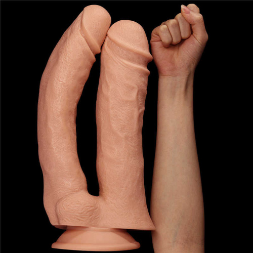 LoveToy 12'' King-sized Dildo Flesh - Фаллоимитатор для двойного проникновения королевского размера, 33х6.8 см - sex-shop.ua