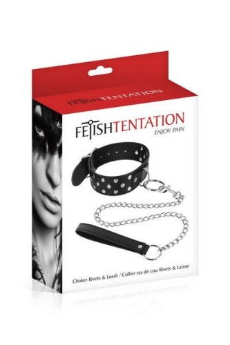 Fetish Tentation Rivets and Leash - нашийник заклепками та з повідцем - купити в Україні | Секс шоп SEX-SHOP.ua