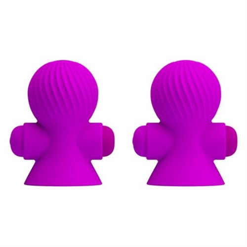 LyBaile Pretty Love Nipple Sucker Purple - Яскраві помпи для сосків з вібрацією, 7.2х4.5 см (фіолетовий)