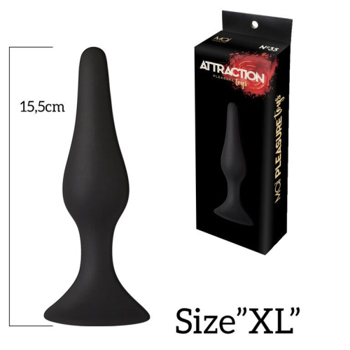 MAI Attraction Toys №35 анальная пробка на присоске, 15,5х3,8 см (чёрный) - sex-shop.ua