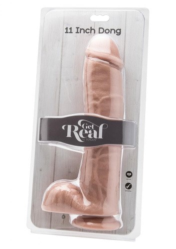 Get Real ToyJoy - Большой реалистичный фаллоимитатор с мошонкой и присоской, 28х6,5 см (телесный) - sex-shop.ua