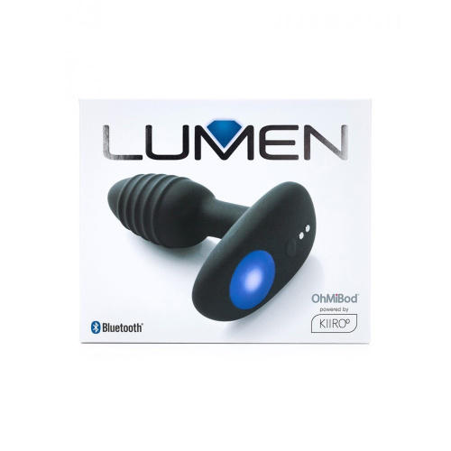 Анальная пробка с подсветкой и вибрацией OhMiBod Lumen powered by KIIROO, 10.2х3.3 см (чёрный)
