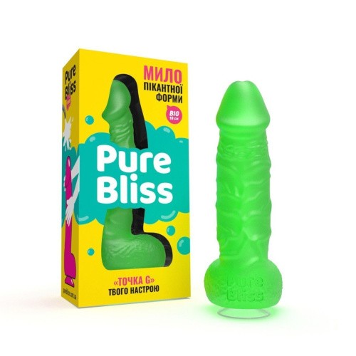 Pure Bliss Big - Крафтове мило-член з присоскою, 18х4.2 см (зелений)