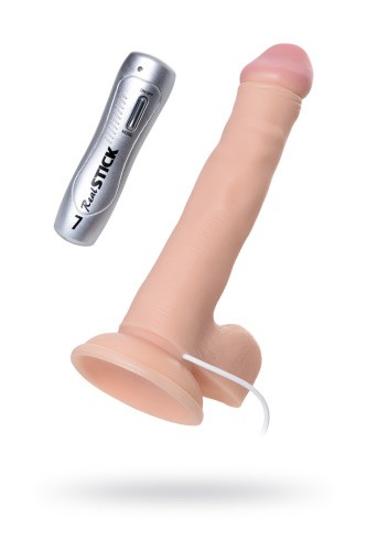 Toyfa Realstick Nude - Реалистичный вибратор с выносным пультом на проводе, 22х3.8 см