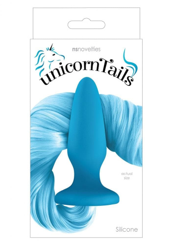 Ns Novelties Unicorn Tails Pastel Анальная пробка с хвостиком, 9.9х3,2 см (голубой) - sex-shop.ua
