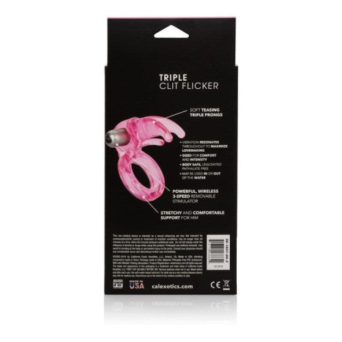 CalExotics Triple Clit Flicker - віброкільце, 7х3.5 см (рожевий) - купити в Україні | Секс шоп SEX-SHOP.ua