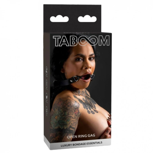 Taboom Open Ring Gag - силиконовый кляп-кольцо, (черный) - sex-shop.ua