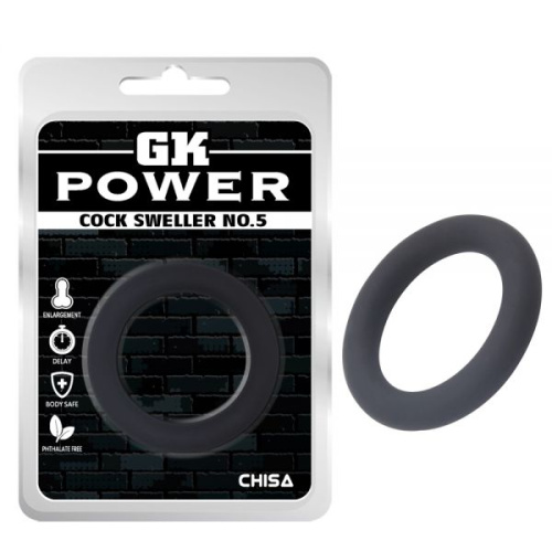 GK Power Ring Black Cock Sweller No.5 силіконове ерекційне кільце, 4.7 см