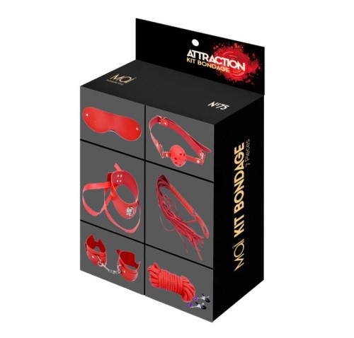 MAI - BDSM Starter kit Nº 75 - Стартовый набор БДСМ аксессуаров из 7 предметов (красный) - sex-shop.ua