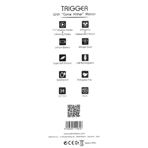 Adrien Lastic Trigger - Вібратор з масажними рухами ствола, 20.1х4 см (рожевий)